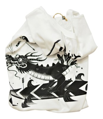  T-SHIRT WATATSUMI B&W FRONT LONGER LENGTH 